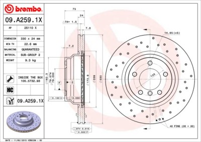 BREMBO 09.A259.1X XTRA LINE - Xtra Disc frana foto