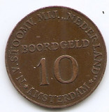 Jeton Olanda 10 Boordgeld ND(1947-1957) -SMN - Stoomvaart Maatschappij Nederland
