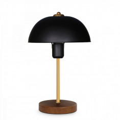 Lampa de masa PWL-1061, Pakoworld, 23x23x38 cm, MDF/metal, negru/auriu/maro