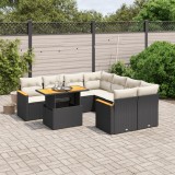 Gossi set mobilier de gradina cu perne, 9 piese, negru, poliratan
