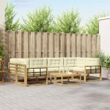 vidaXL Set de canapele de exterior cu pernă 5 pcs Alb și crem 3386139