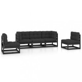 Set mobilier gradina cu perne, 5 piese, lemn masiv pin