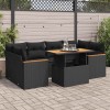 VidaXL Set mobilier grădină perne 6 piese negru poliratan/lemn acacia 3327450