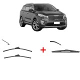 Cumpara ieftin Set 3 stergatoare KIA SORENTO III (UM) 2015 - 2020, pentru parbriz si luneta, Valeo Silencio