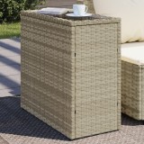 Cumpara ieftin Masă laterală grădină, blat sticlă, gri 58x27,5x55 cm poliratan