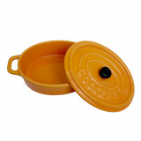 Cumpara ieftin Vas ceramic antiaderent cu capac Cocotte, oval, 21x13.5x5 cm, Portocaliu