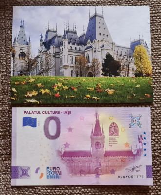 Bancnota de 0 euro suvenir: Palatul Culturii din Iași, Rom&amp;acirc;nia foto