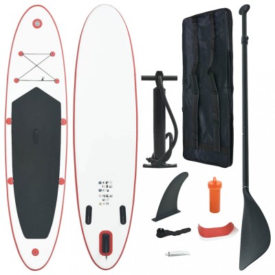 vidaXL Set placă SUP, placă SUP surfing, roșu și alb, gonflabil 90632 foto