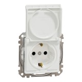 Priza simpla schuko cu capac Schneider Sedna IP44 alb SDD211023