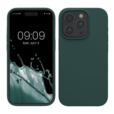 Husa Kwmobile pentru Apple iPhone 15 Pro, Verde inchis, Silicon, KWM000020CC021C foto