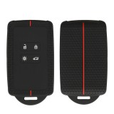 Husa Cheie Auto Kwmobile pentru Renault 4 Butoane - Smart Key, Negru/Rosu, Silicon, KWM0000259X001C