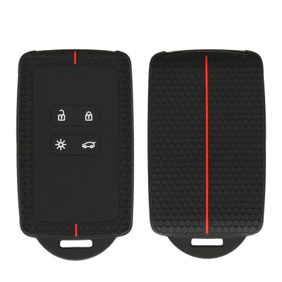 Husa Cheie Auto Kwmobile pentru Renault 4 Butoane - Smart Key, Negru/Rosu, Silicon, KWM0000259X001C foto