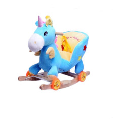 Balansoar cu roti pentru copii din lemn si plus Unicorn