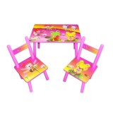 Cumpara ieftin Set masuta cu doua scaune pentru copii, din MDF, roz , 59x39x40 cm