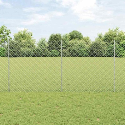 vidaXL Gard de s&amp;acirc;rmă legată cu 20 de st&amp;acirc;lpi U Argintiu 1.2x10 m Oțel foto