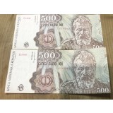 (BNK B) Romania bancnota 500 lei 1991 D0009 660805 si D0009660802 Serii a[proape consecutive
