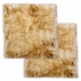 Cumpara ieftin Pernute scaun 2 buc, maro melanj 40x40 cm, piele oaie naturala