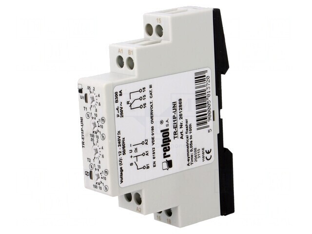 Timer SPDT 0,05s-100h 250VAC/8A 12-240V