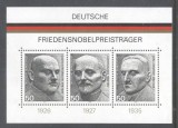 Germany Bundes 1975 Peace Nobel prize winners perf. sheet Mi.B11 MNH DA.156, Nestampilat