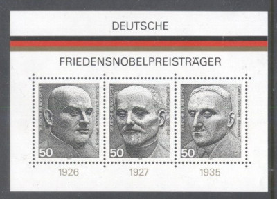 Germany Bundes 1975 Peace Nobel prize winners perf. sheet Mi.B11 MNH DA.156 foto