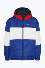 Geaca barbati reversibila cu vatelina si logo bleumarin, S