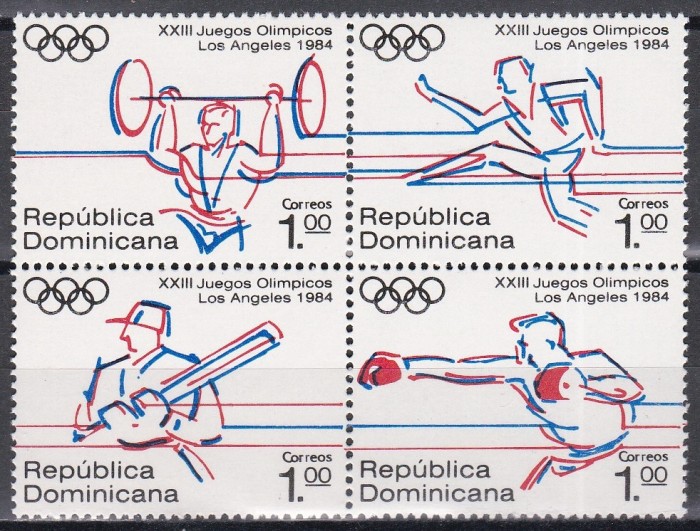 Dominicană 1984 - Jocurile Olimpice - Los Angeles, in Bloc, MNH