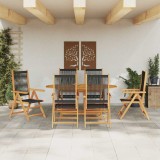 VidaXL Set de dining pentru grădină Manual 7 pcs Negru