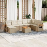 vidaXL Set canapele de grădină, 9 piese, cu perne, bej, poliratan 3259496