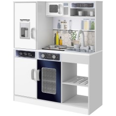 AIYAPLAY Set de bucatarie de joaca cu cratite din inox, Plita, Chiuveta cu sistem de apa, Functii de lumina si sunet, Alb | Aosom Romania