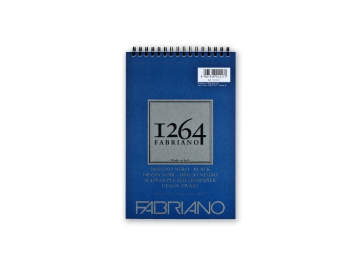 Bloc desen 1264 Black Drawing, A5, 200gr, 20 file, cu spirala Fabriano