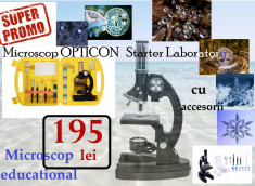 Microscop O P T I C O N mini-laborator - cu accesorii si Geanta foto