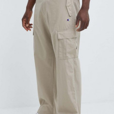 Champion pantaloni de bumbac culoarea bej, cu fason cargo, 220015