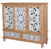 Cabinet Boho Style din lemn masiv natur cu decoratiuni albe VIC600, Comode si bufete