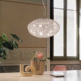 Lustra tip pendul Lux Orion, 8 lumini, metal/cristal, transparent, 50 cm