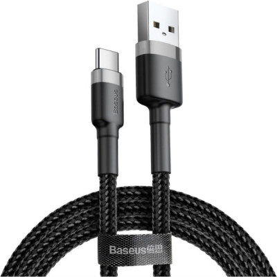 Cablu cu conectori USB tip A tata la USB tip C tata, Baseus Cafule CATKLF-BG1, 100 cm, 3A, negru cu gri foto