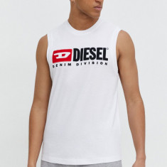 Diesel tricou din bumbac bărbați, culoarea alb A10508.0GRAI