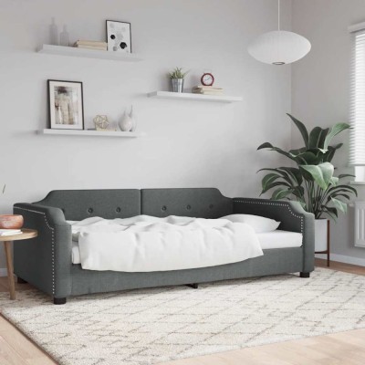 vidaXL Cadru de pat, gri &amp;icirc;nchis, 80x200 cm, textil foto
