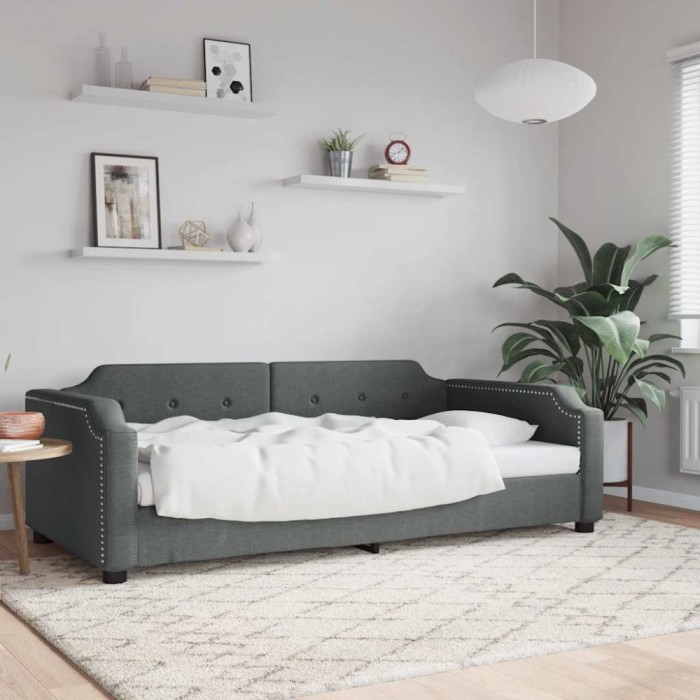 vidaXL Cadru de pat, gri &icirc;nchis, 80x200 cm, textil