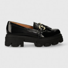 Charles Footwear mocasini de piele Zulia femei, culoarea negru, cu platforma, Zulia.Loafer.Black