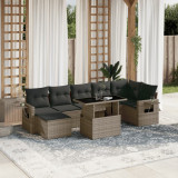 VidaXL Set canapele de grădină cu perne, 8 piese, gri, poliratan