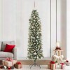 VidaXL Copac Artificial Slăb de Crăciun cu suport Verde și alb 210 cm 3395303