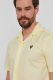 Lyle &amp; Scott Cămașă din bumbac bărbați, culoarea galben, cu guler clasic, regular