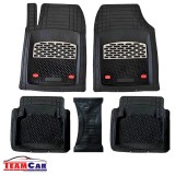 Covorașe Auto Universale TEAMCAR&reg; Safir, Set 5 Piese, Negru/Argintiu, Tip Tavă, Ad&acirc;ncime 3 cm, Compatibil Hatchback, Sedan, SUV