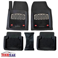 Covorașe Auto Universale TEAMCAR&reg; Safir, Set 5 Piese, Negru/Argintiu, Tip Tavă, Ad&acirc;ncime 3 cm, Compatibil Hatchback, Sedan, SUV
