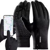 Manusi touchscreen Trizand impermeabile si antiderapante, negre, marimea M