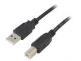 Cablu USB 2.0 A-B 5m Negru, Akyga