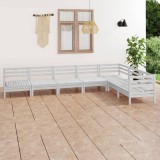 vidaXL Set mobilier de grădină, 7 piese, alb, lemn masiv de pin 3083015