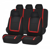 Set de huse pentru scaune auto - roșu / negru - 9 bucăți - HSA002