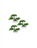 Set 3 copacei Bonsai verzi decorativi, plastic, diametru 29 cm, inaltime 20 cm