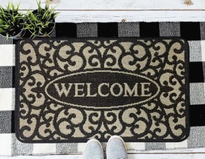 Covoras Intrare Tip Iuta, Model Flex 19141-80, Marime 50 x 80 cm, Gri, Antiderapant, Antialergic, Polipropilena, Cauciuc foto